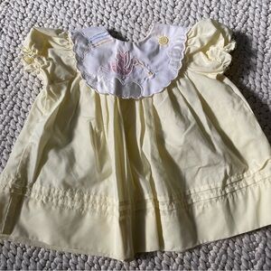 Vintage Yellow Stork Baby Dress
